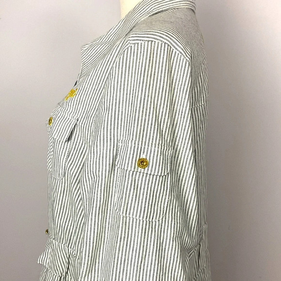 Vintage Y2K Coogi Zip front belted dress with vertical stripes 1X - Picture 11 of 13